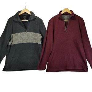Haggar Sweater Mens Medium Cool 18 Pro 1/4 Zip Pullover Fleece Long Sleeve